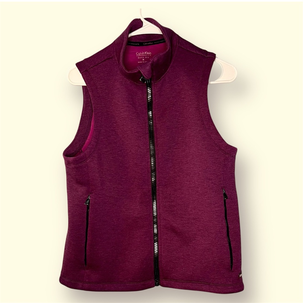 Calvin Klein Purple Vest with Stand-Up Collar and Fitted Silhouette, Size Medium